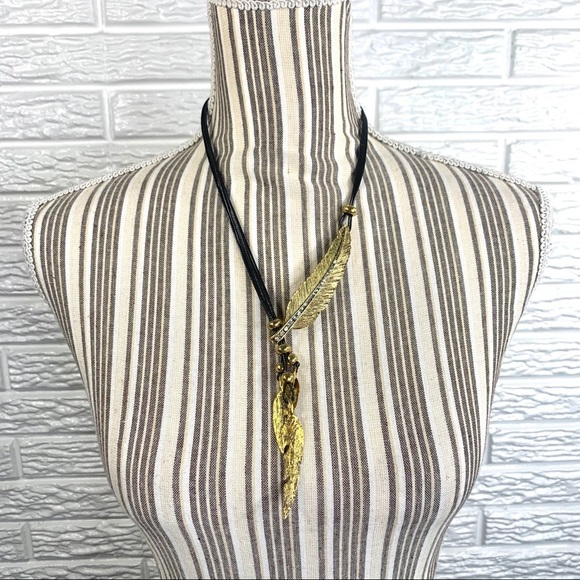 Jewelry - Rhinestone Feather Statement Lasso Necklace
